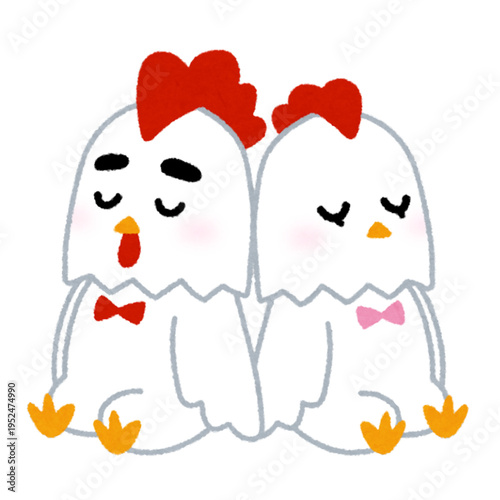 Cheerful chicken holding lucky bags, perfect for festive and celebration designs