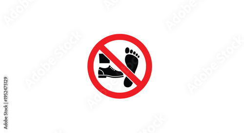 No footwear allowed a prohibition sign showing shoes and bare feet
