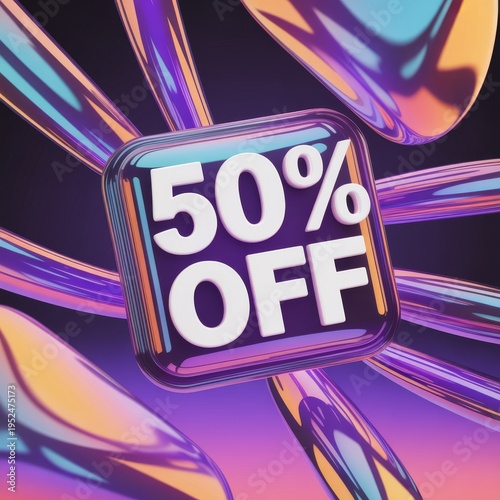 Flash Sale 3D Social Media Promo Graphic with Metallic Text, Gradient Background, Modern Marketing