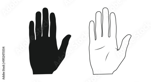 Two hands illustrated in contrasting black and white facing each other