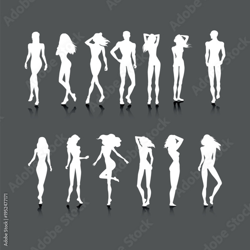 Silhouette of a model woman free vector