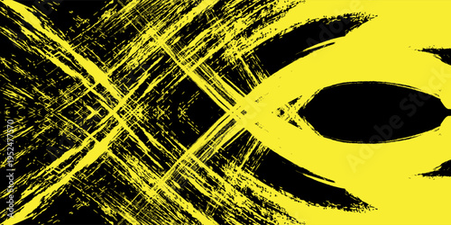 Yellow black brush stroke pattern car sticker, abstract banner, sporty lines, yellow black color combination, brush stroke pattern, grunge motorsport racing design.