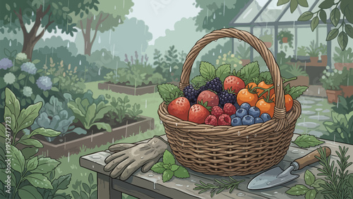 Fresh Garden Harvest Basket: Organic Produce, Summer Bounty, Healthy Eating, Backyard Garden, Farm to Table