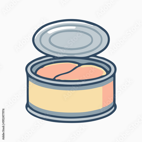 Cartoon Illustration of an Open Can of Food
