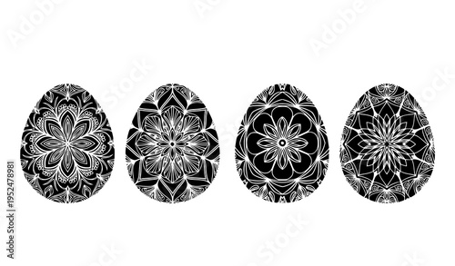 Elegant black white Easter eggs vector template decorative holiday icon set