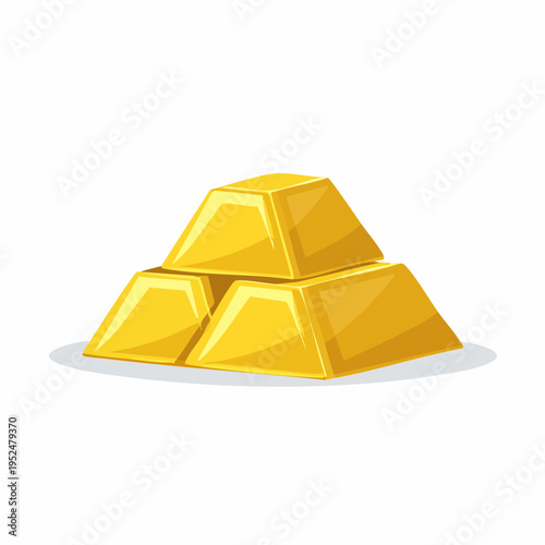 Three stacked gold bars on white background