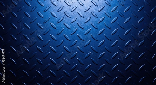 Blue industrial diamond plate metal texture background