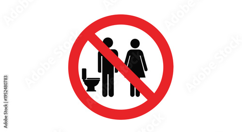 No access to restrooms a prohibition sign with figures and toilet