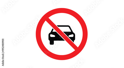 No vehicles allowed a red prohibition sign with a car silhouette