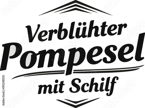 Stylized text logo with decorative elements and German inscription