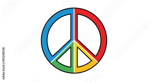 Colorful peace symbol illustration with distinct quadrant divisions