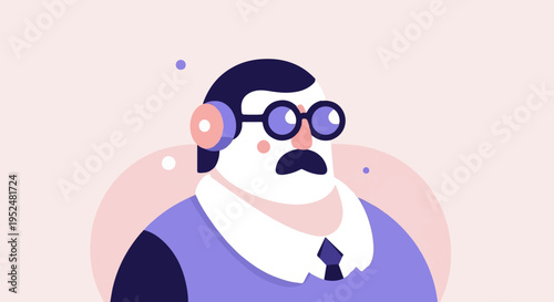 Stylized portrait of a man with glasses and mustache