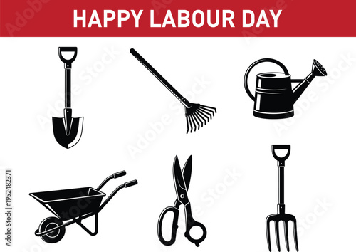 Labour day celebration with gardening tools