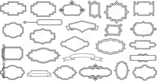 Elegant Vintage Frames and Labels Collection with Decorative Ribbons and Borders