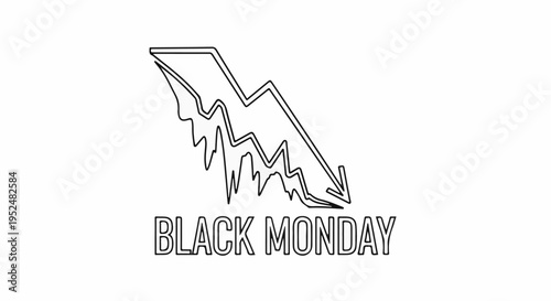 Stylized downward trending graph with text below