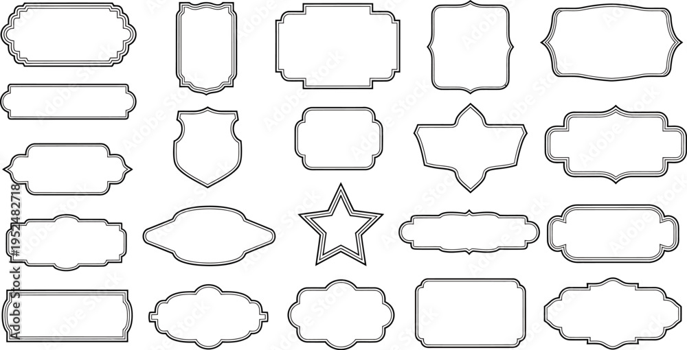 Obraz premium Elegant collection of diverse vintage and modern outline frames and labels vector set