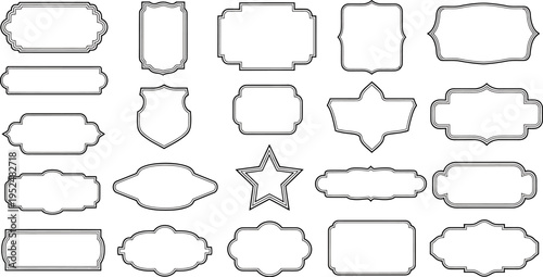 Elegant collection of diverse vintage and modern outline frames and labels vector set