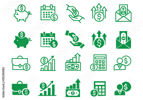 Salary icon set. Profit and income symbol. Vector illustration.