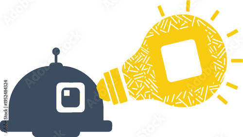 A blue serving dish with a lightbulb idea coming out of it