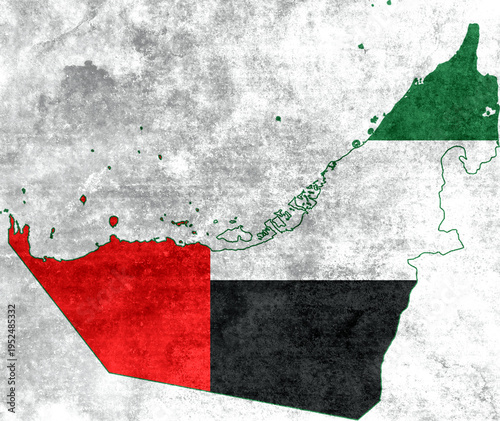 Grunge map and flag of United Arab Emirates UAE