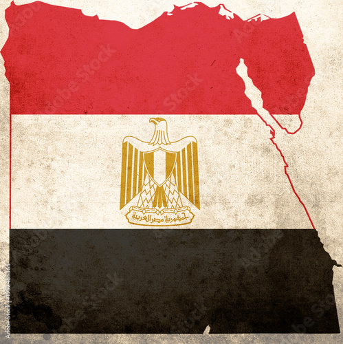 Vintage grunge flag and map of Egypt