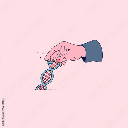 Human Hand Touching Glowing DNA Double Helix Texture