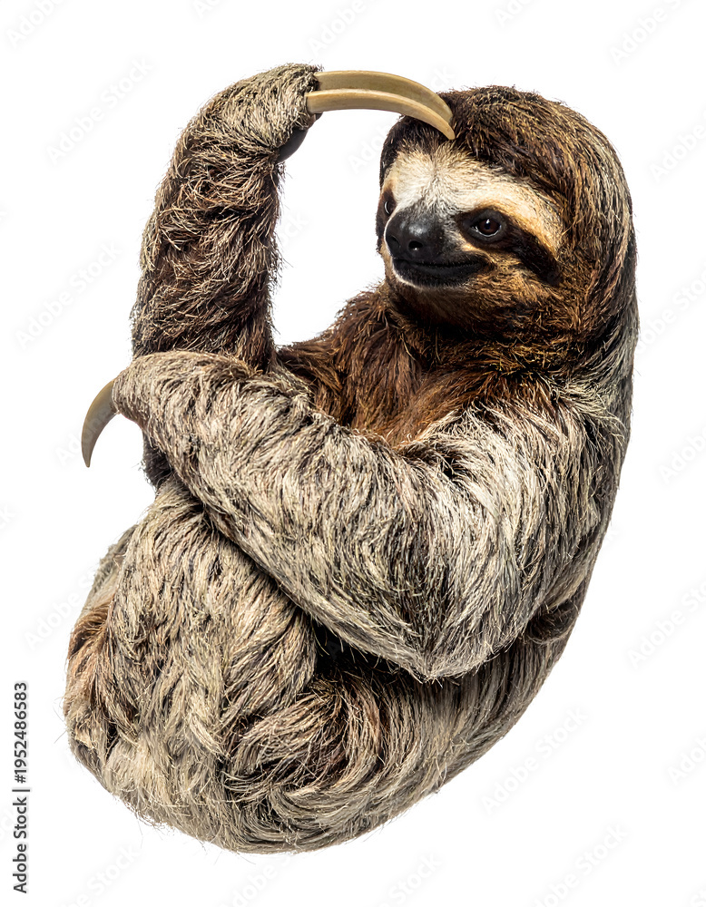 Fototapeta premium Happy Sloth White Background 