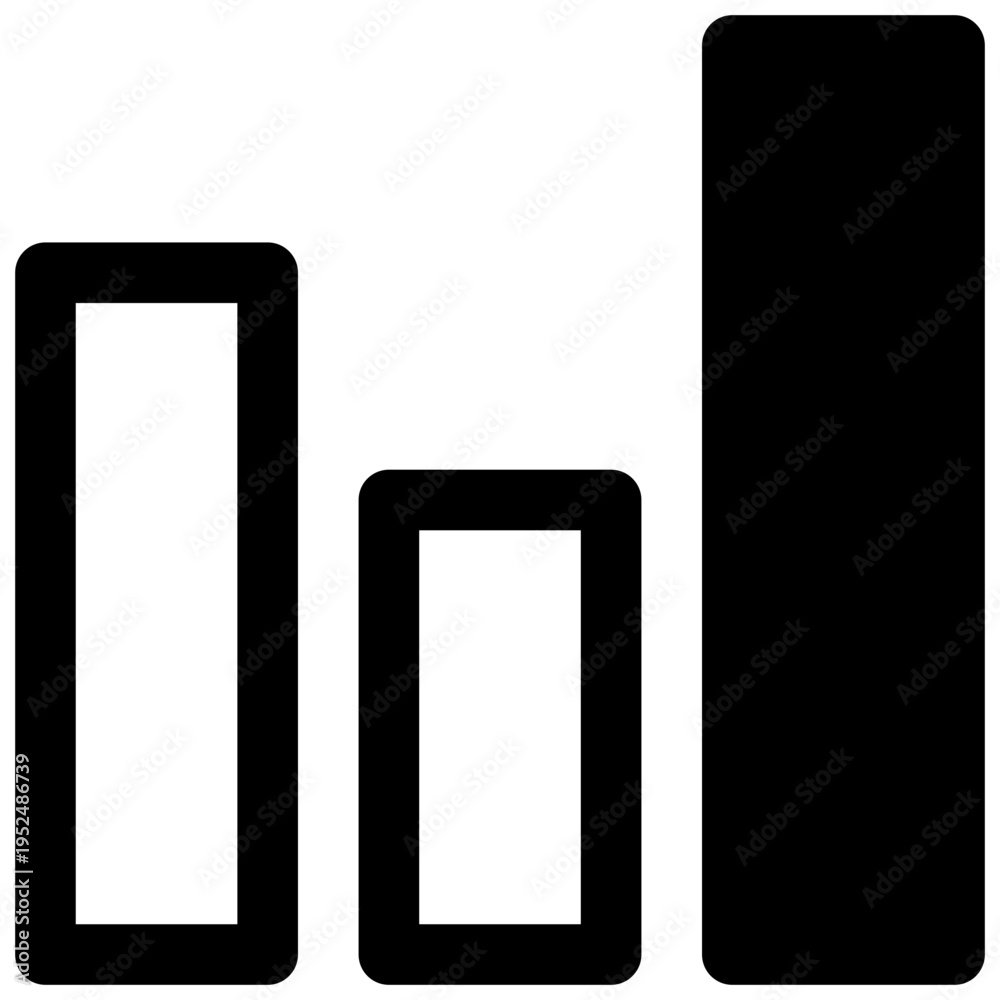 Fototapeta premium Basic column chart. Outlined stroke vector icon with black-filled details.