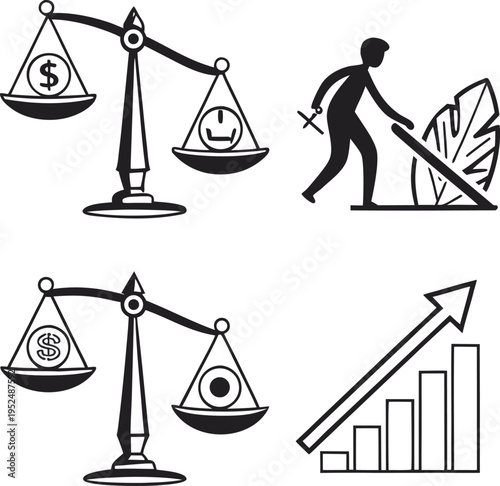 Set of 4 business finance icons vector