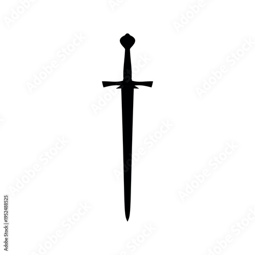 Simple medieval sword silhouette vector flat illustration design.