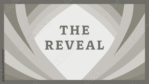 The reveal title card with spotlight curtain background