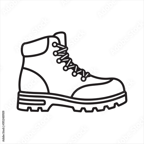 Hiking Boot Icon Representing Outdoor Footwear and Adventure Gear On White Background