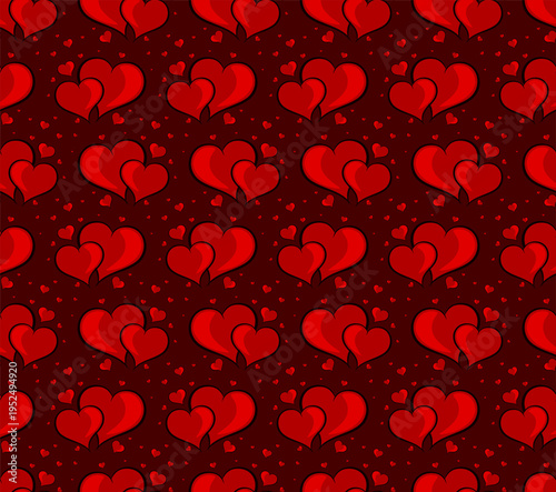 A seamless background with red hearts.