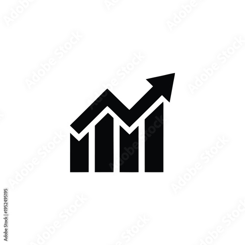 Free Download A black bar graph icon with an upward trending arrow indicating business growth and success today - GFXLoad