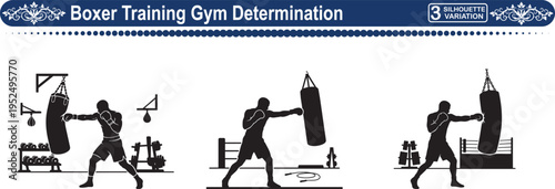 Boxer Training in Gym, Concept of Determination, Fitness Ambition and Athletic Strength
