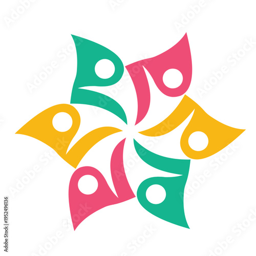 Teamwork community logo with a modern and simple style, symbolizing collaboration, unity, and strong connection