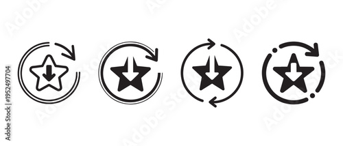 A series of four star rating icons with circular arrows indicating rotation or recycling possibly representing dynamic feedback or review systems.