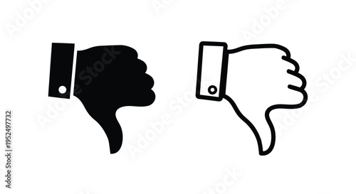 Two hands giving a thumbs down gesture in a stark design silhouette