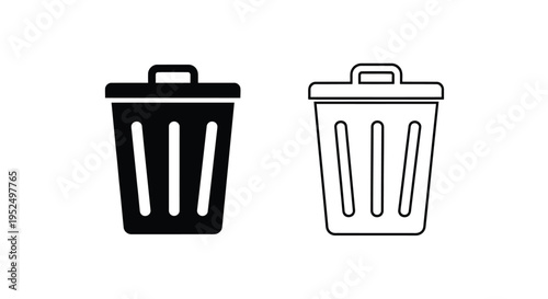 Two trash can icons one filled and one outlined silhouette