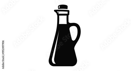 Simple black silhouette of a glass bottle with handle and stopper