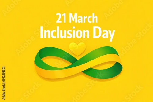 Inclusion Day March 21 Banner with Green Yellow Infinity Symbol Awareness Poster