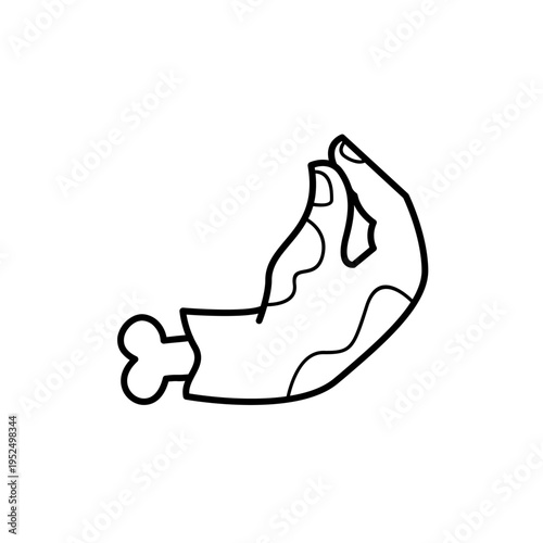 Cartoon Severed Zombie Hand Making Pinched Fingers Gesture with Exposed Bone Halloween Line Art Illustration
