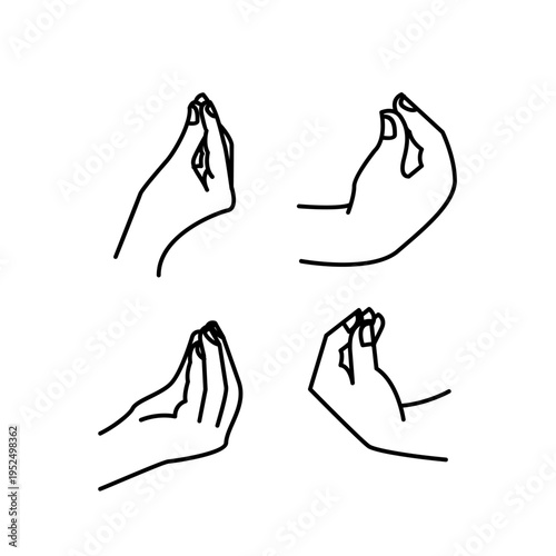Italian Hand Gesture Vector Set, Pinched Fingers Communication Sign