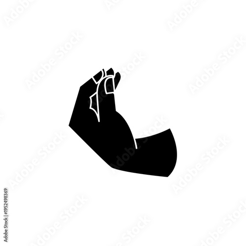 Black Silhouette of Italian Hand Gesture with Pinched Fingers on White Background