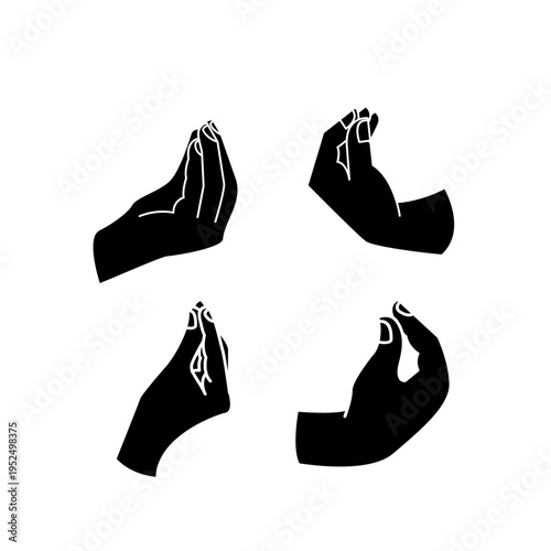 Italian Hand Gesture with Pinched Fingers Silhouette Set - 'Ma Che Vuoi?' Symbol