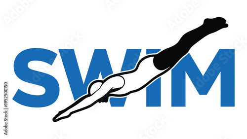 A person swimming in a diving position