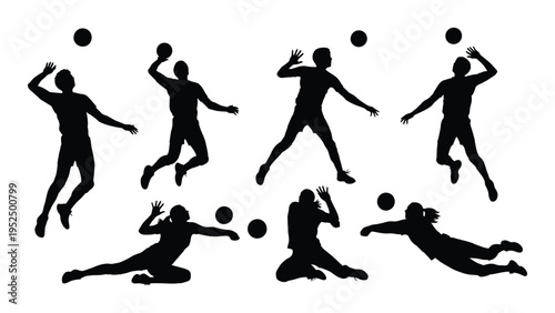 A group of people playing volleyball