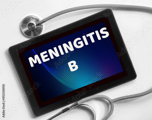 stethoscope and tablet pc displaying meningitis b