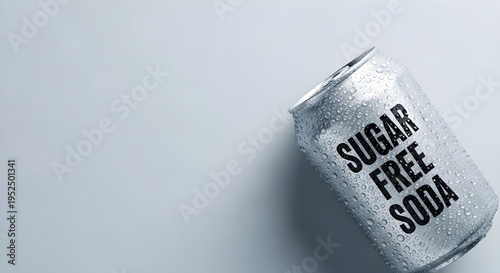Chilled Silver Can with Sugar Free Soda Label, Minimalist Diet Drink Concept