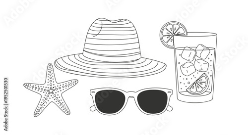 Set of 4 summer vacation icons vector